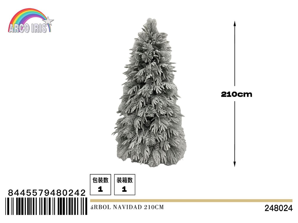 Árbol de Navidad 210cm con ramas de felpa para decoración navideña