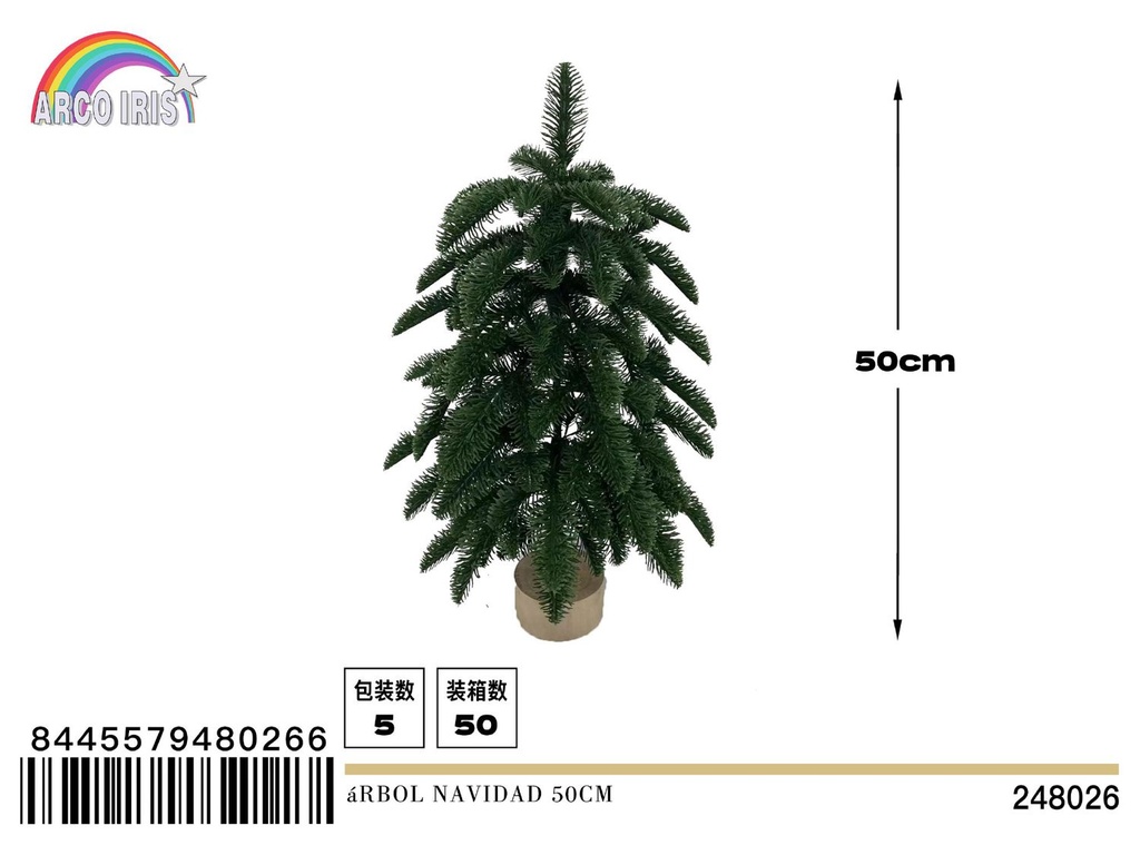 Árbol de Navidad artificial 50cm con 46 ramas verdes