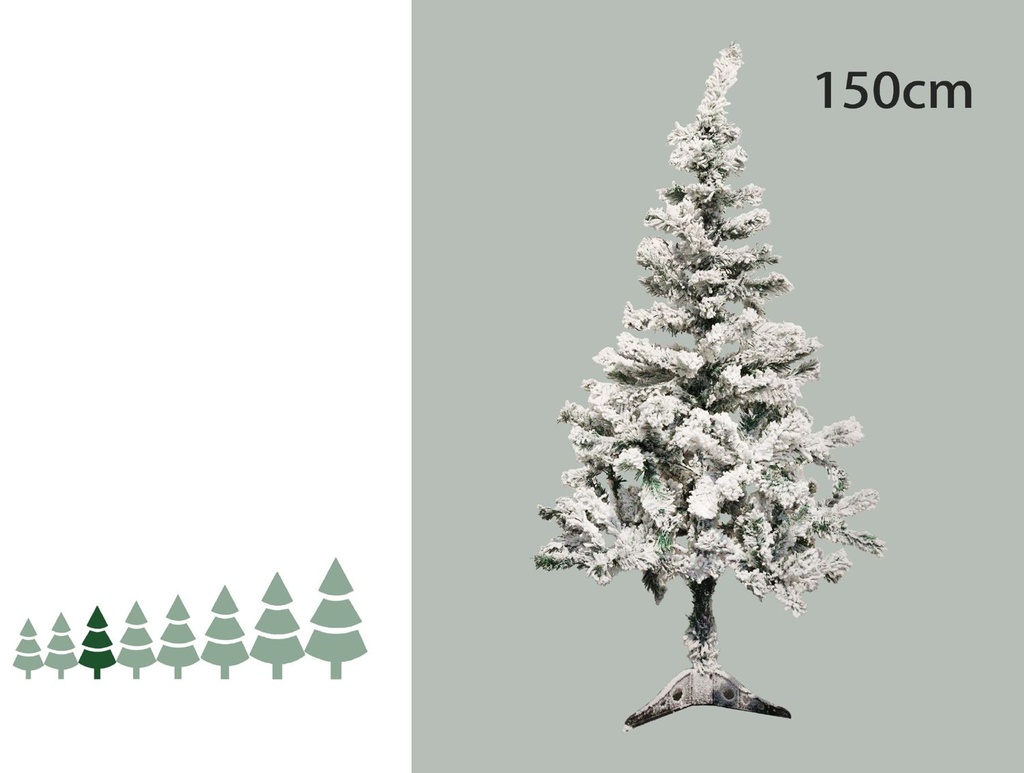 Árbol de Navidad nevado 150cm 230 ramas para decoración navideña