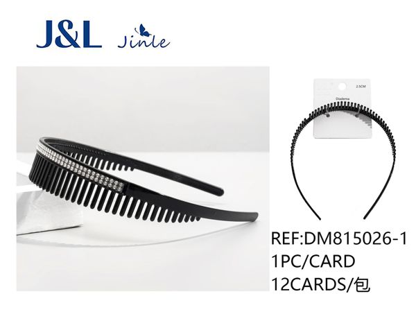 Diadema negra con incrustaciones 2.5cm para accesorios de cabello