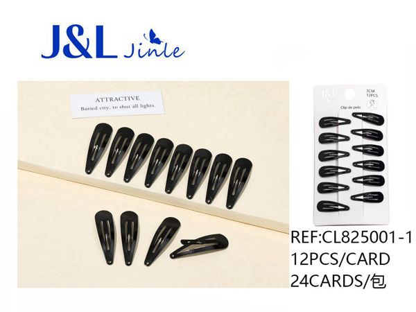 Horroquilla BB clip 3cm negra 12pcs