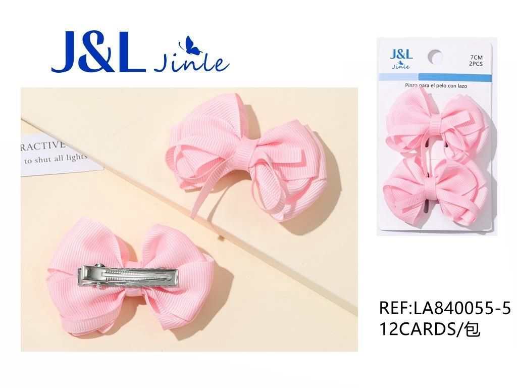 Clip con lazo rosa 7cm 2pcs (LA2327-5)