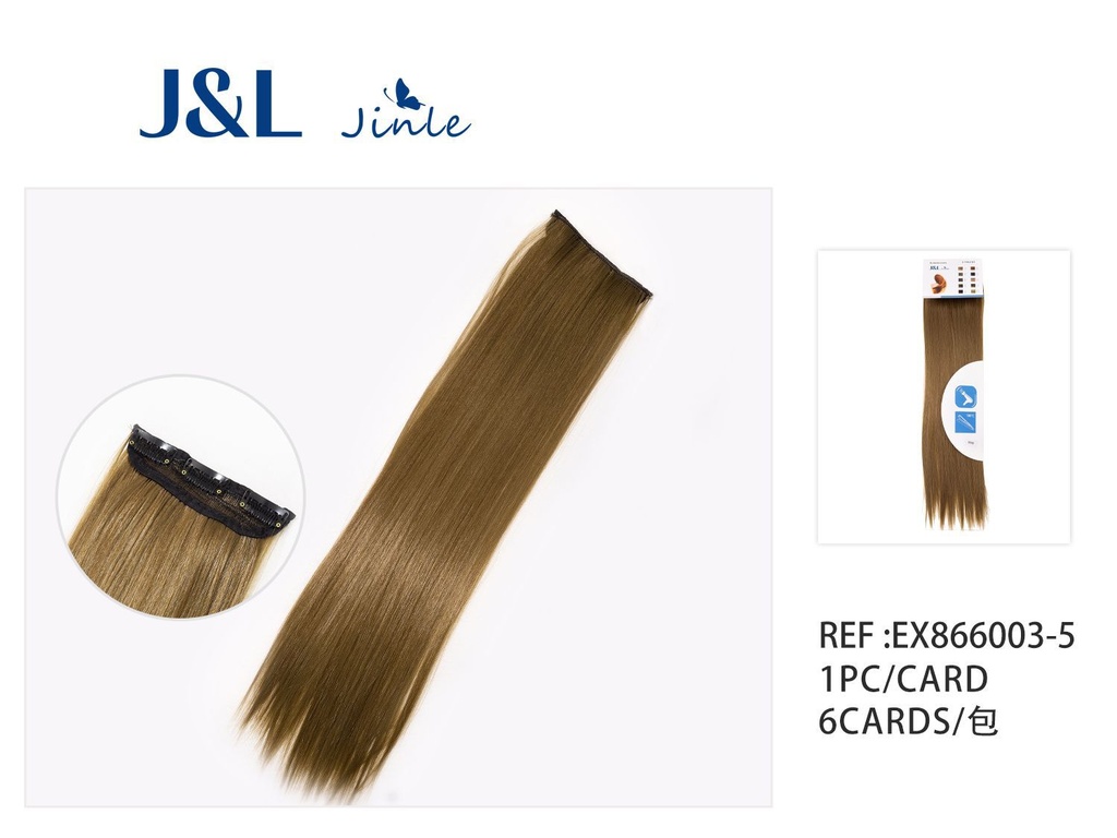 Extensiones de cabello liso con 3 clips, rubio lino, 50cm