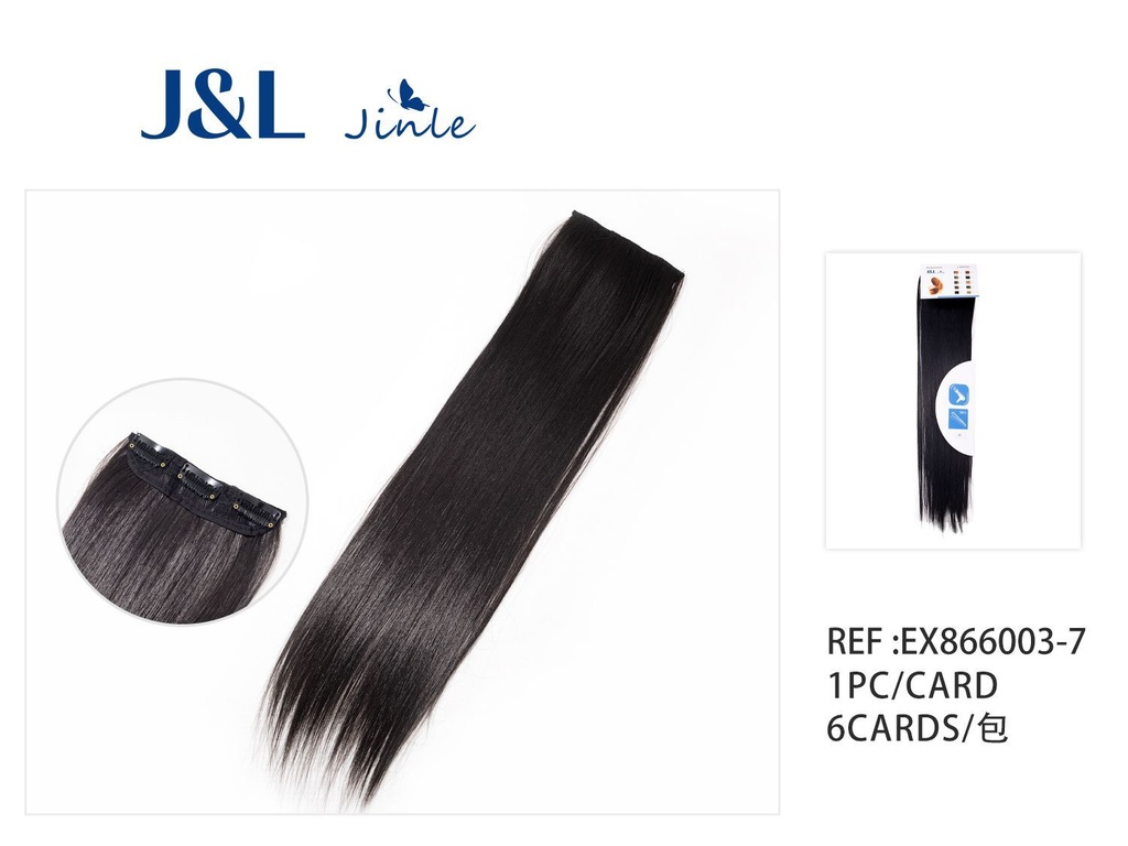 Extensiones lisas con 3 clips gris para cabello