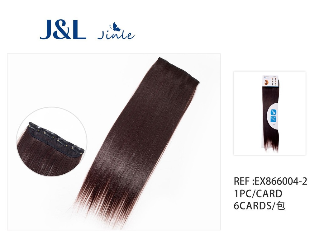 Extensiones de pelo liso con 4 clips, granate oscuro