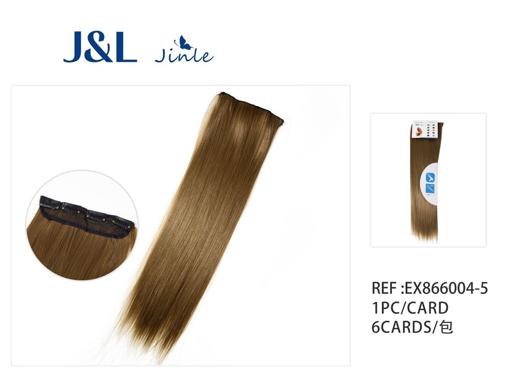 Extensiones de cabello liso con 4 clips, rubio lino