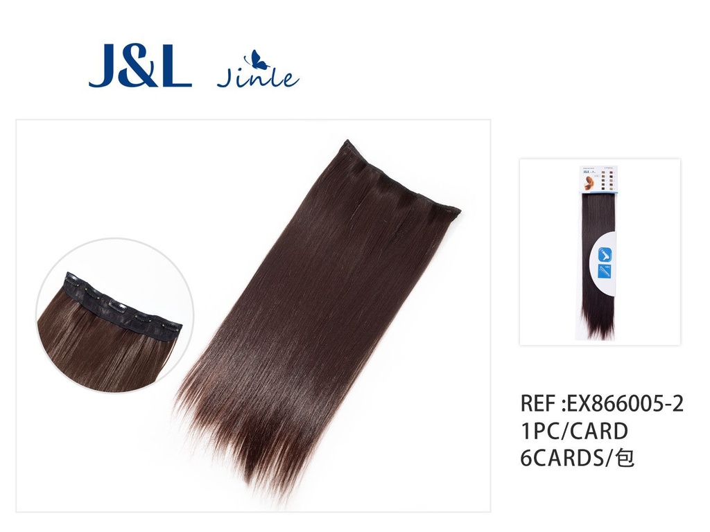 Extensiones lisas con 5 clips granate