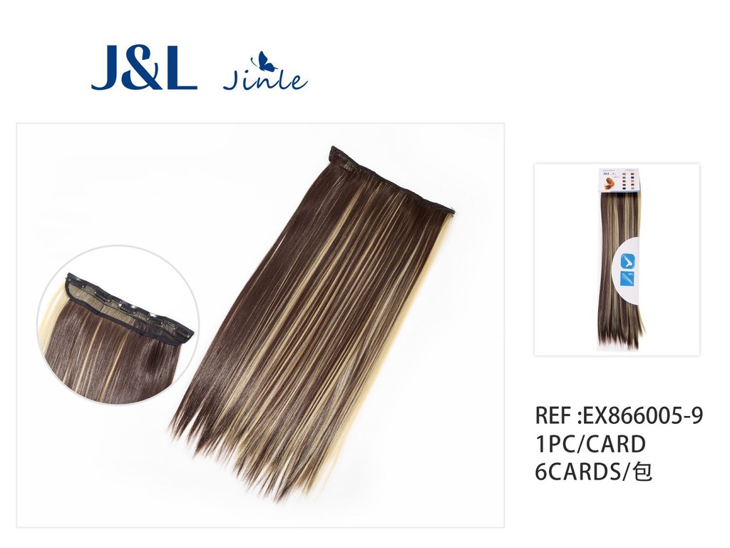 Extensiones lisas con 5 clips reflejos