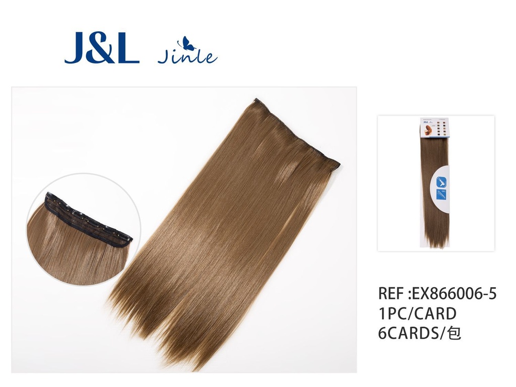 Extensiones de cabello liso con 6 clips rubio lino