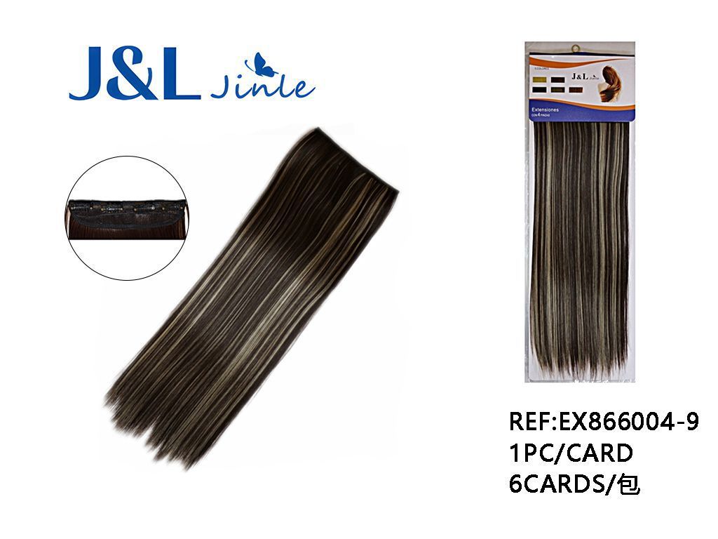 Extensiones de cabello liso con 4 clips castaño/rubio mezclado