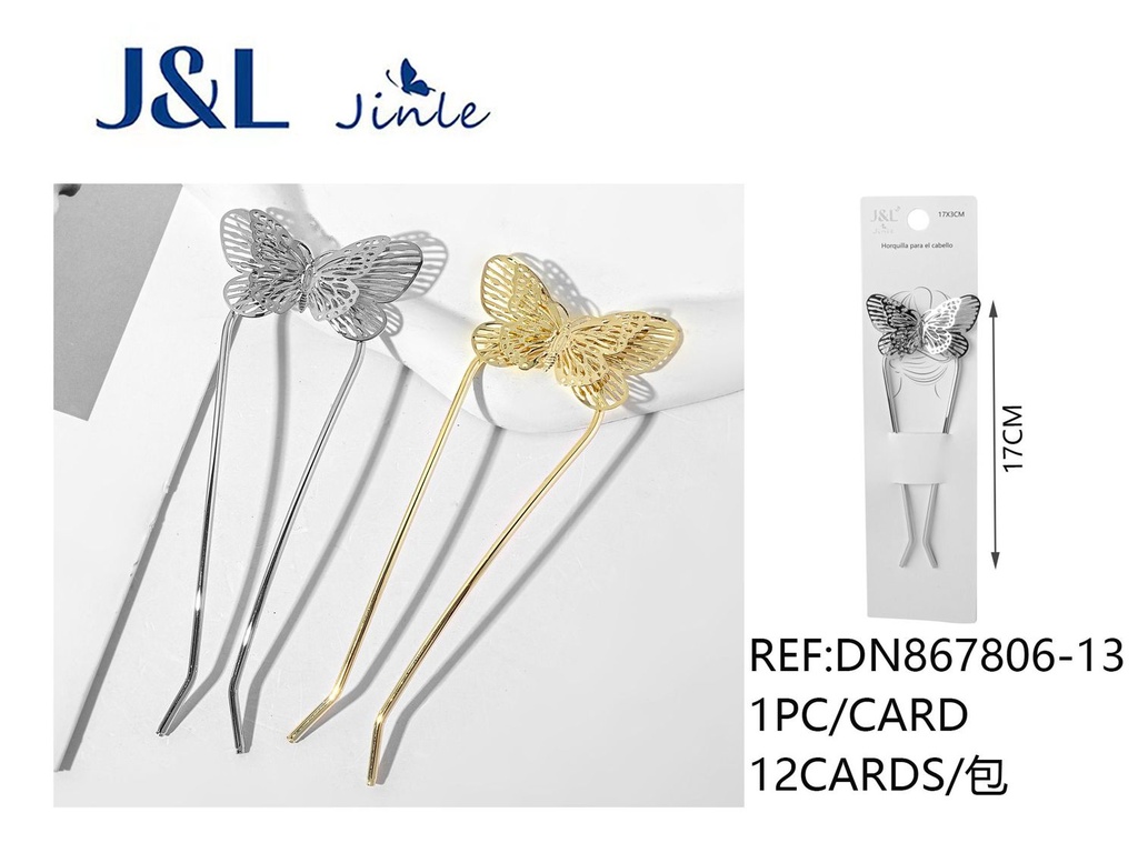 Palillos para el pelo con diseño de mariposa