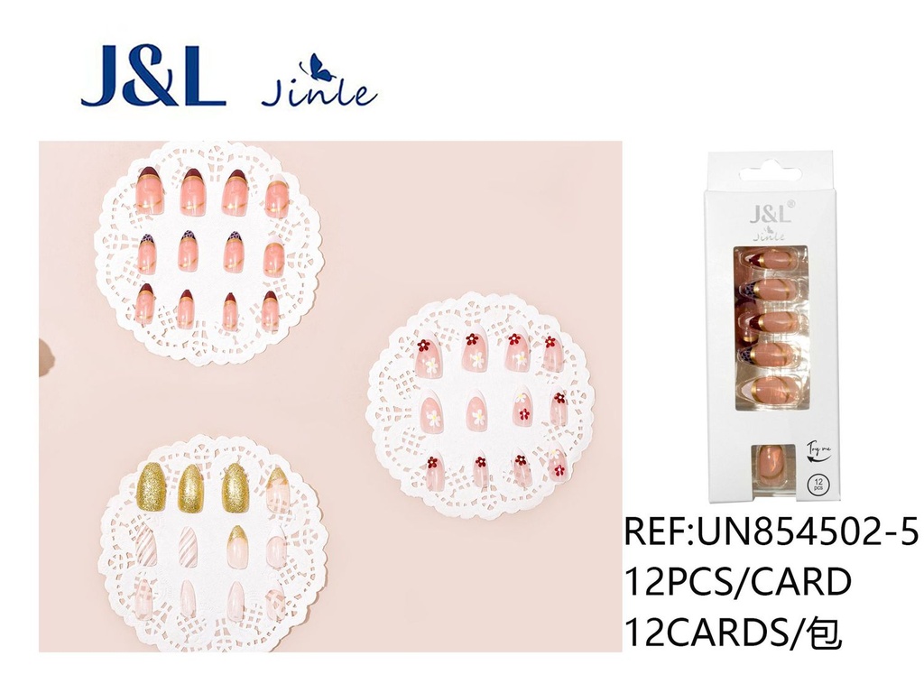 Uñas postizas con adhesivo 12pcs para manicura