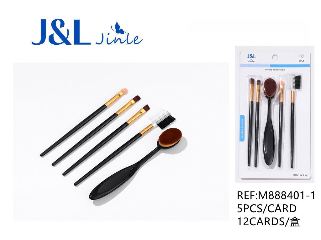 Set de brochas de maquillaje 5 piezas negro para cosméticos