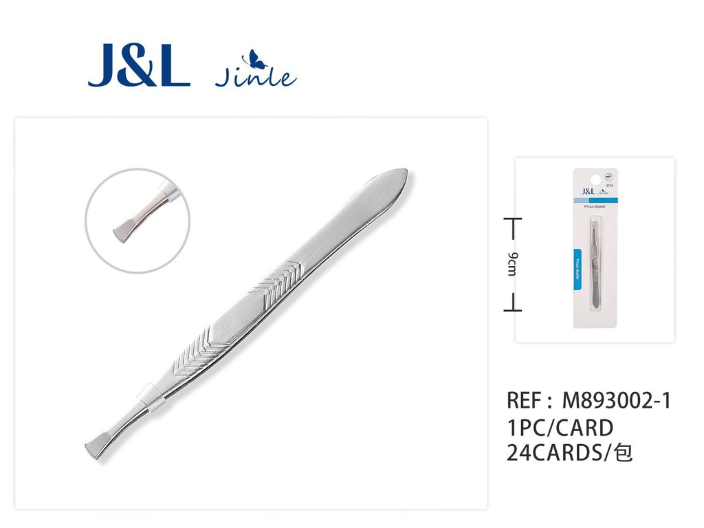 Pinza para cejas punta plana 9cm