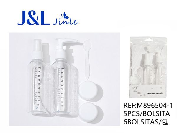 Set de viaje de botellas rellenables 5pcs para líquidos y cosméticos