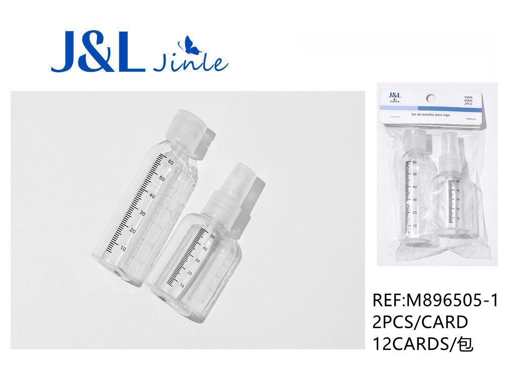 Botella de viaje 50ml y 60ml 2pcs con medida