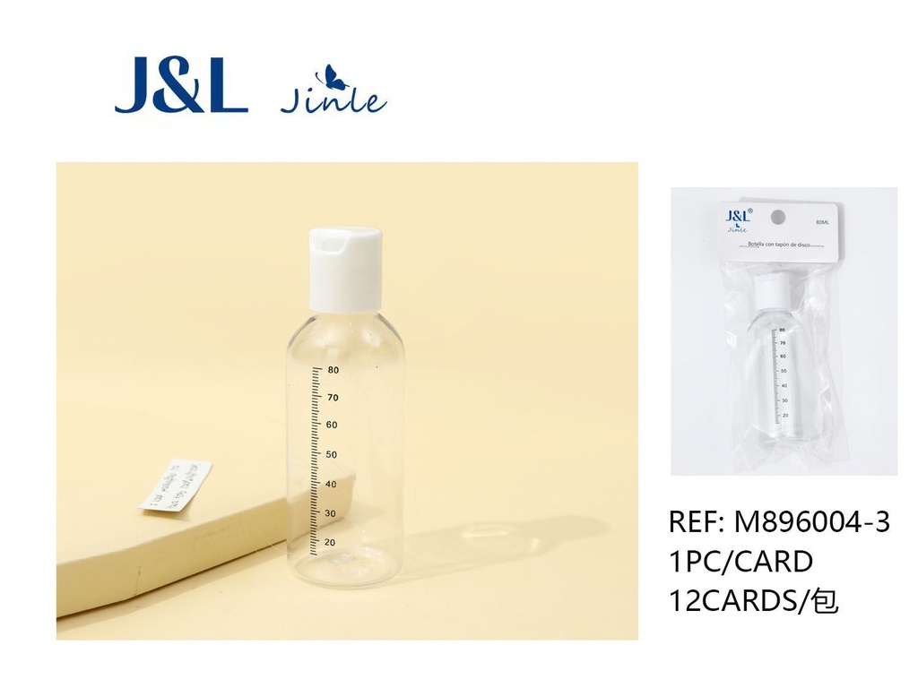 Botella con escala 80ml transparente para medición y almacenamiento