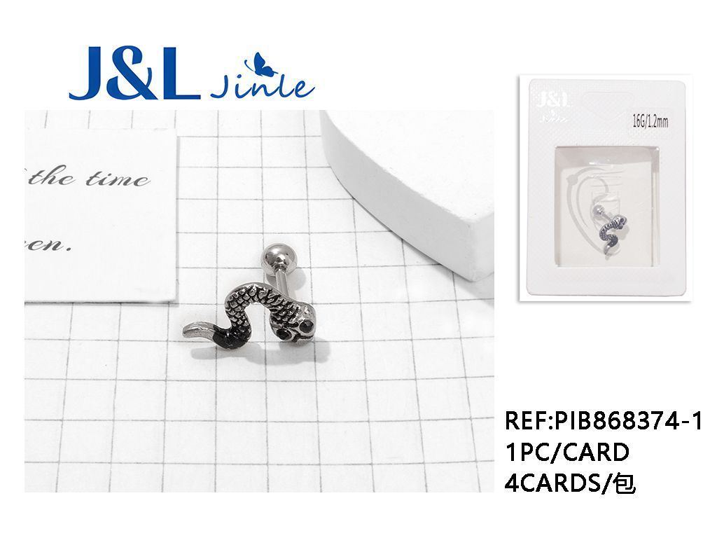 Pendientes de acero en forma de serpiente 16G 1.2mm para piercings