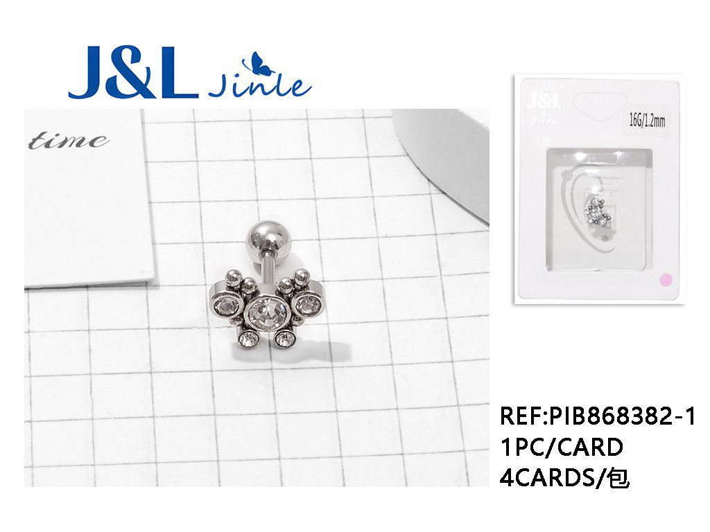 Pendientes acero con incrustaciones 16G, 1.2mm, 1pc para bisutería