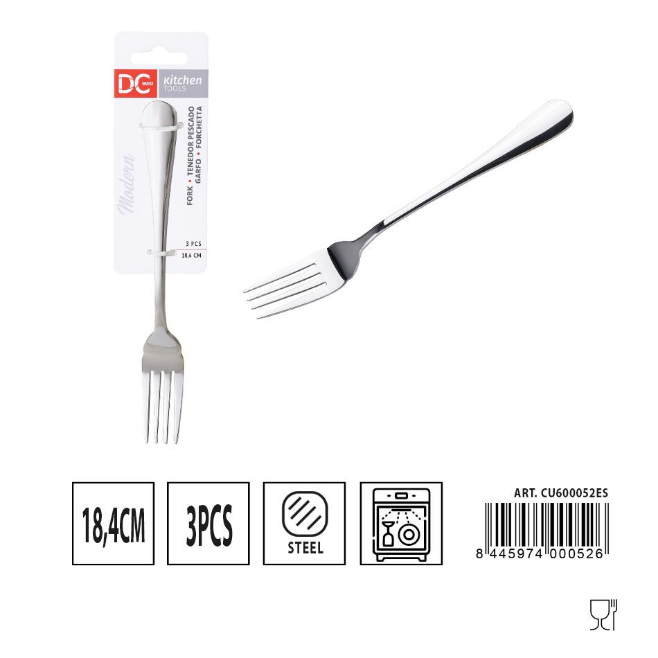 Tenedor de pescado moderno - Set de 3 piezas - 18.4 cm