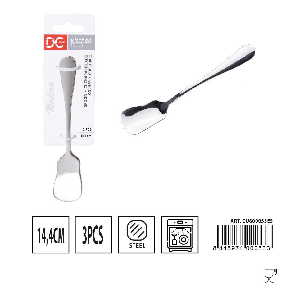Cuchara de helado moderna 3 piezas 14.4 cm - Utensilios de mesa