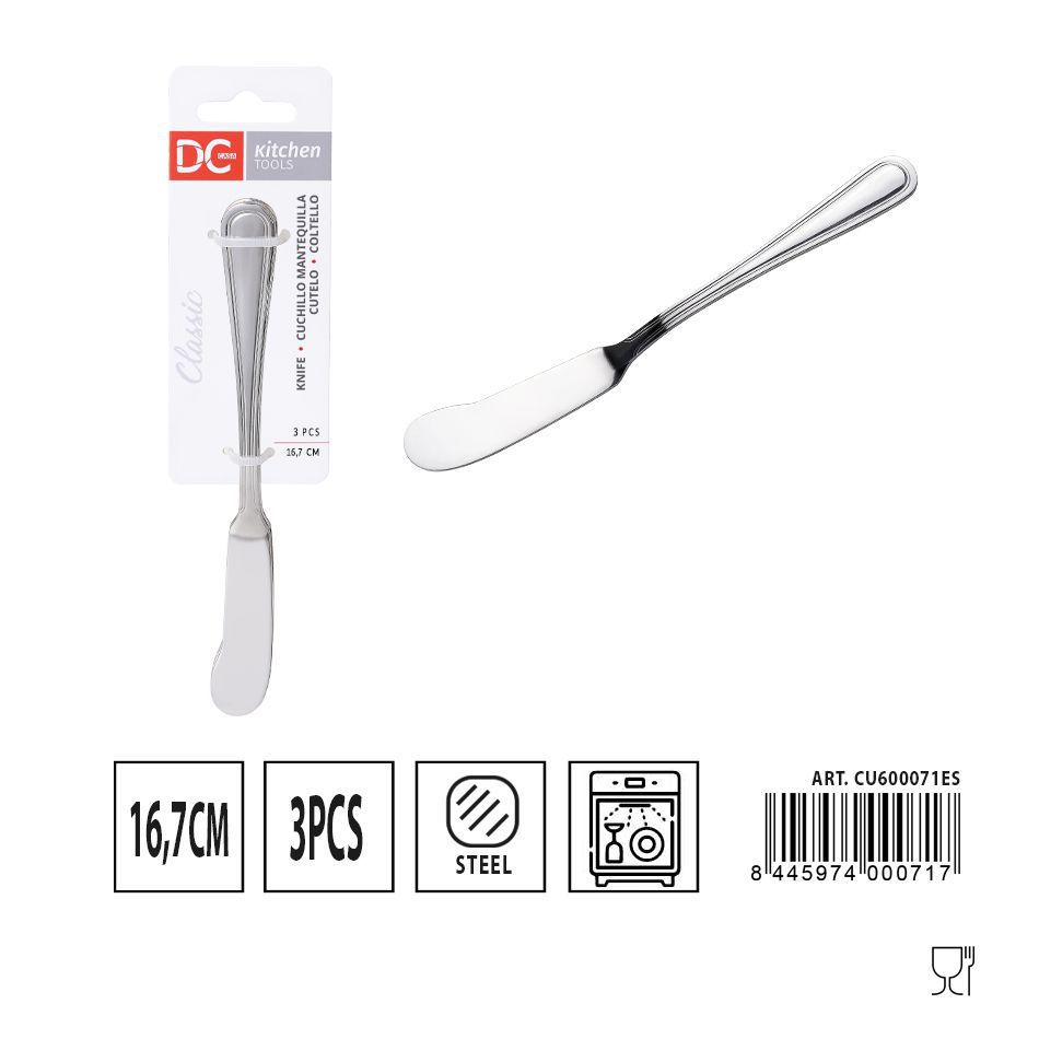 Cuchillo de mantequilla clásico 16.7 cm 3 pcs - Utensilios de cocina