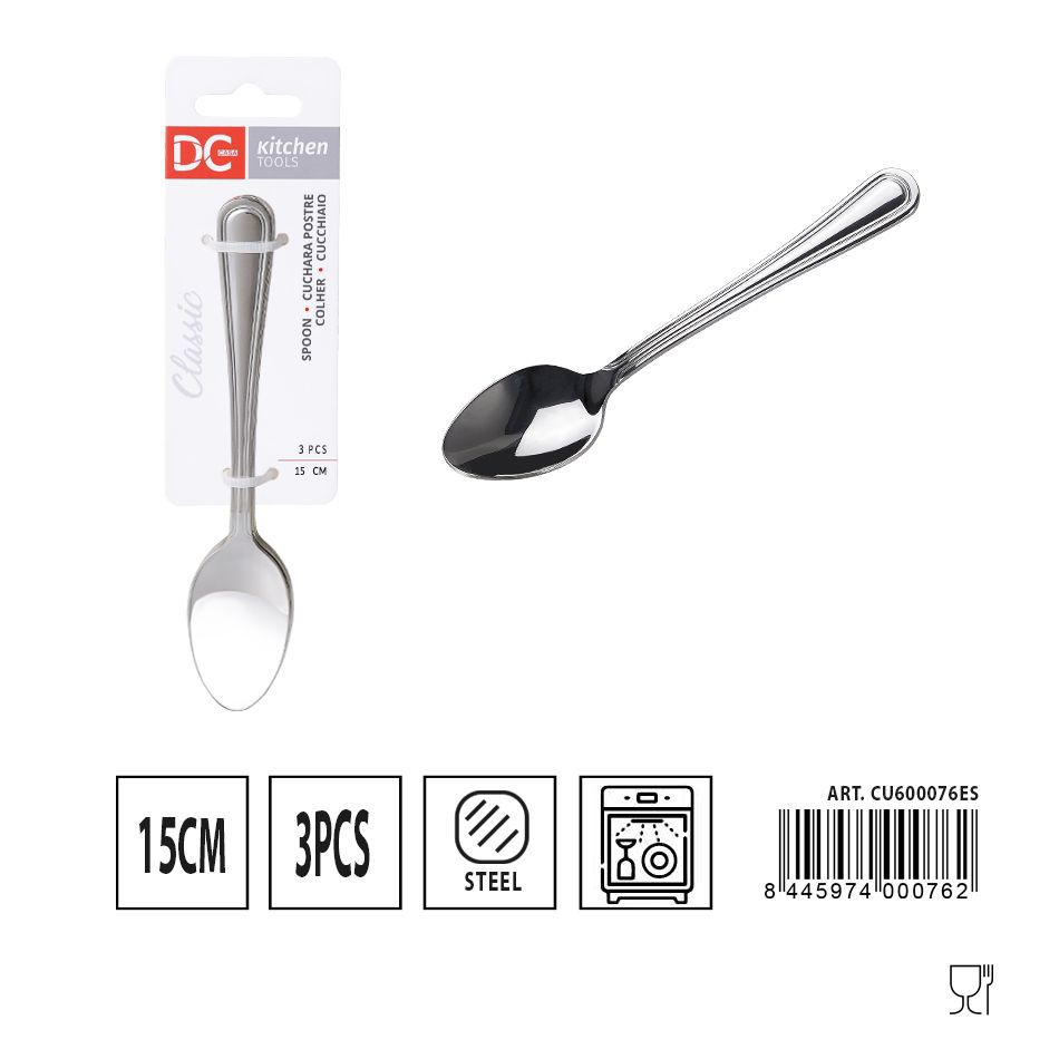 Cuchara de postre classic 3 pcs 15 cm - Utensilios de cocina