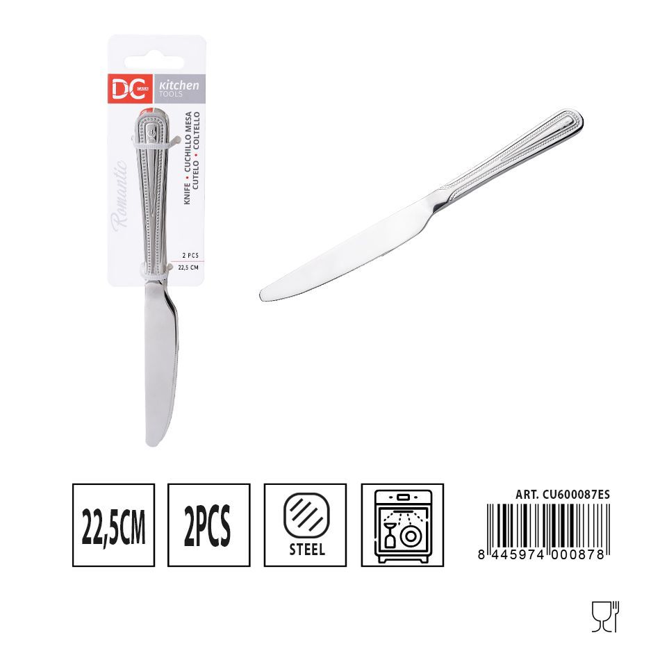 Cuchillo de mesa romántico 2 piezas 22.5 cm - Juego de utensilios de cocina