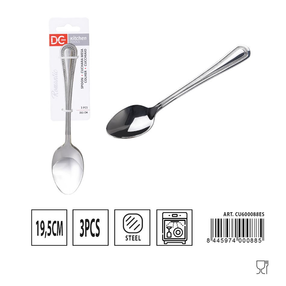 Cuchara Mesa Romántica 3 piezas 19.5 cm - Utensilios de mesa
