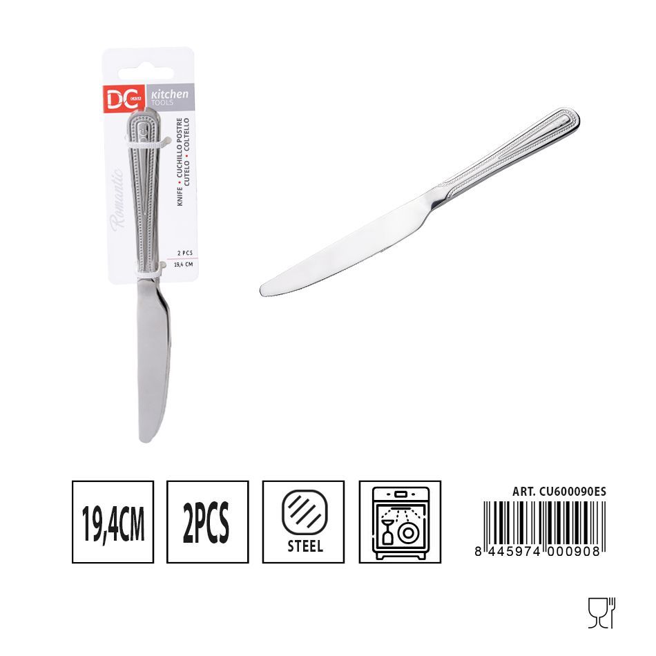 Cuchillo de postre romántico 2 piezas 19.4 cm - Utensilios de cocina
