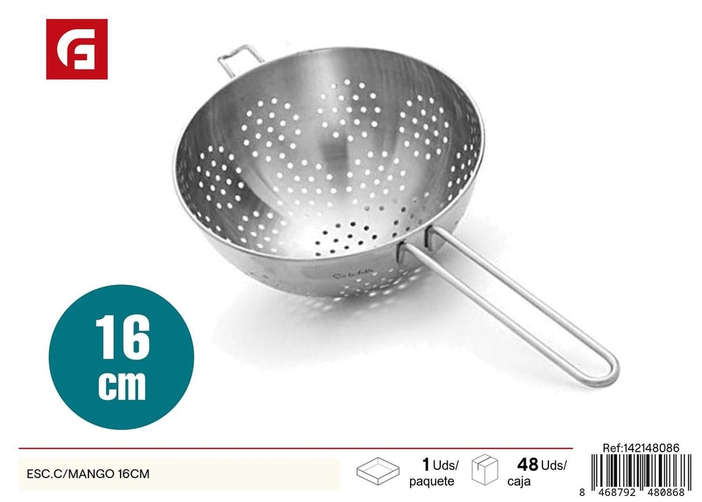 Escurridor de cocina con mango 16cm acero inoxidable utensilios