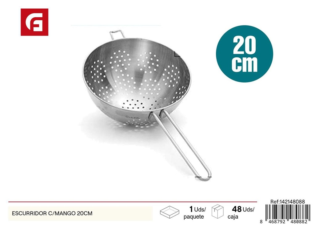 Escurridor con mango de acero inoxidable 20cm para cocina