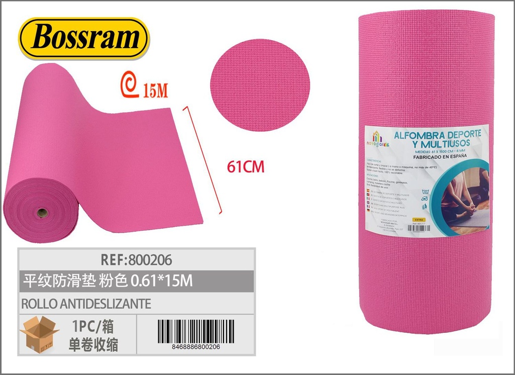 Rollo antideslizante liso rosa 61cmx15m para seguridad y hogar