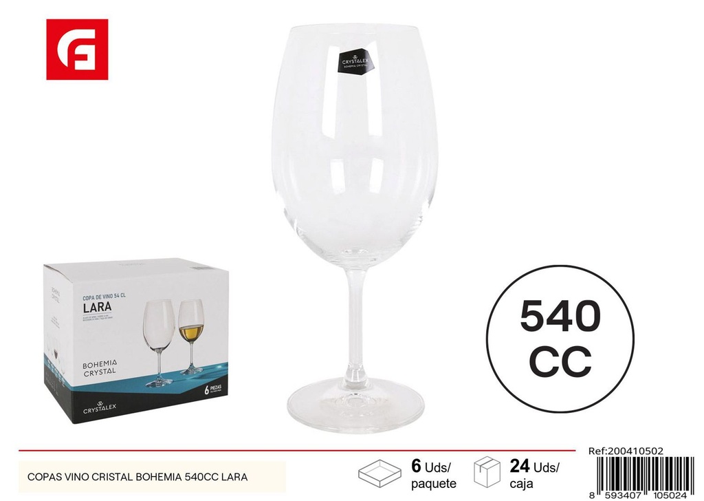 Copas de vino cristal Bohemia 540cc Lara para celebraciones