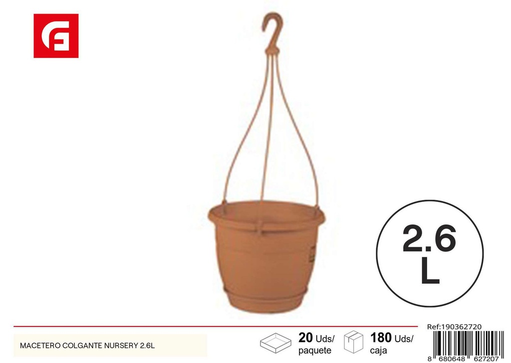 Macetero colgante metálico nursery 2.6L