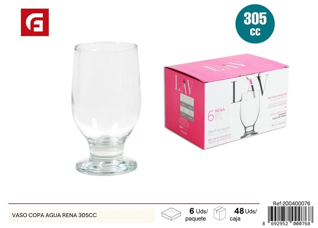 Vaso copa de agua Rena 305cc para bebidas