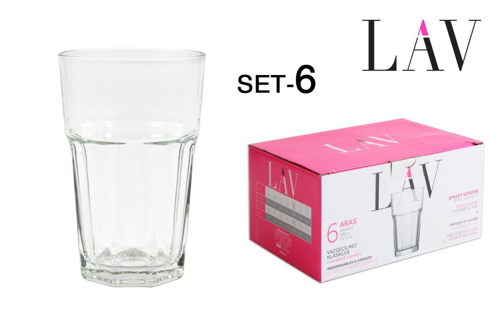Vaso alto de cristal 300CC ARAS - Cristalería