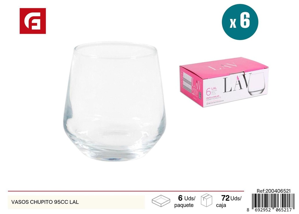Vasos chupito 95 cc - Artículos de cristal