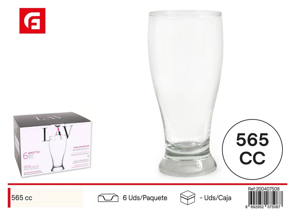 Vaso de cerveza 565cc Brotto - Cristalería