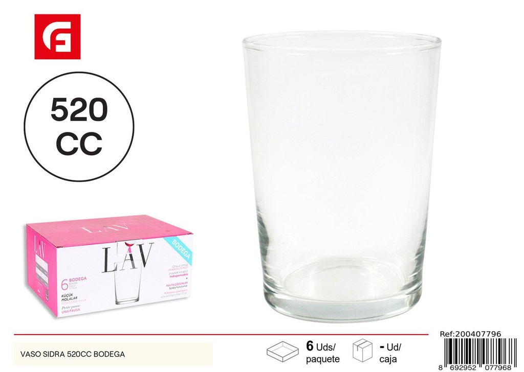 Vaso para sidra 520cc Bodega para bebidas