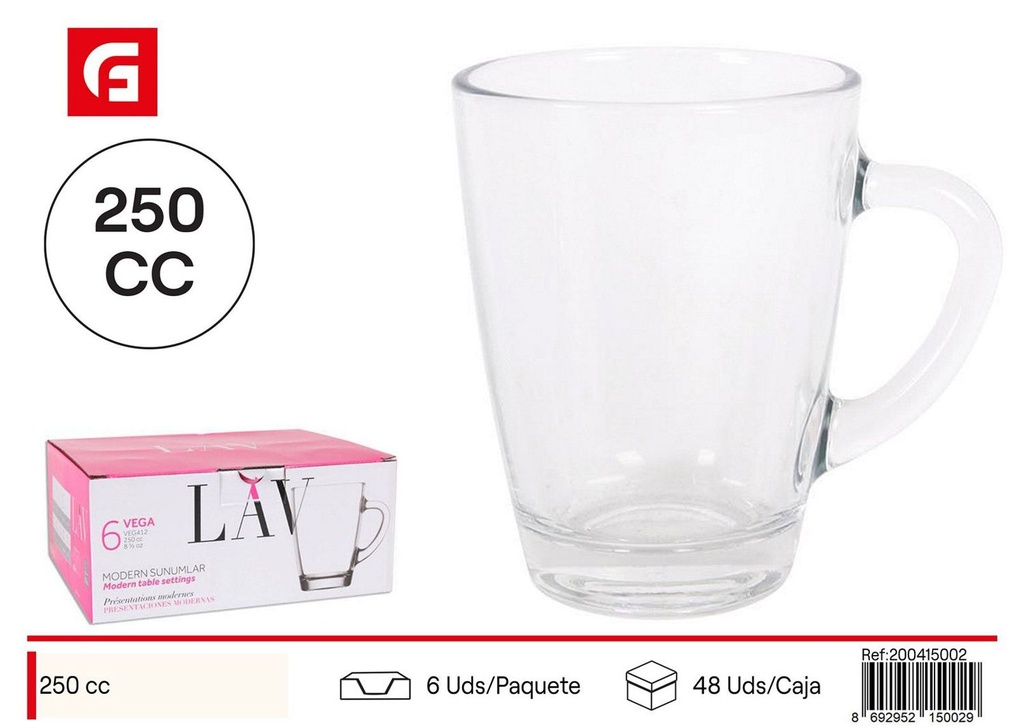 Vaso con asa 250cc Vega para bebidas