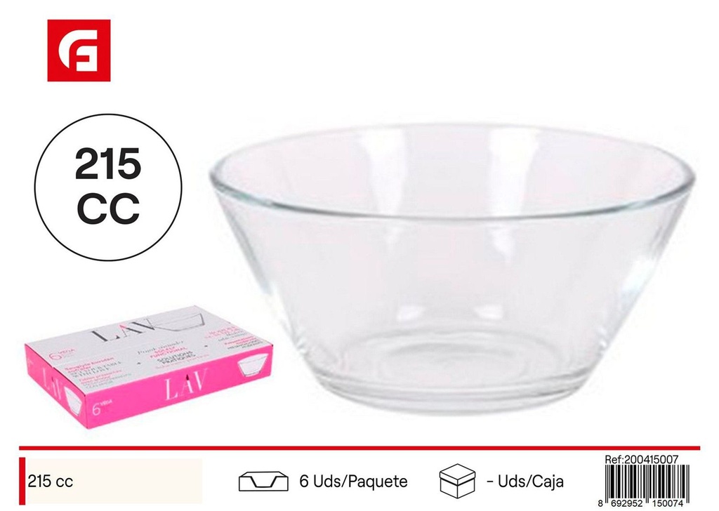 Bol de vidrio 10.5cm 215cc Vega para cocina y servicio