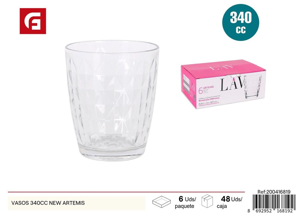 Vaso de vidrio 340cc New Artemis para bebidas