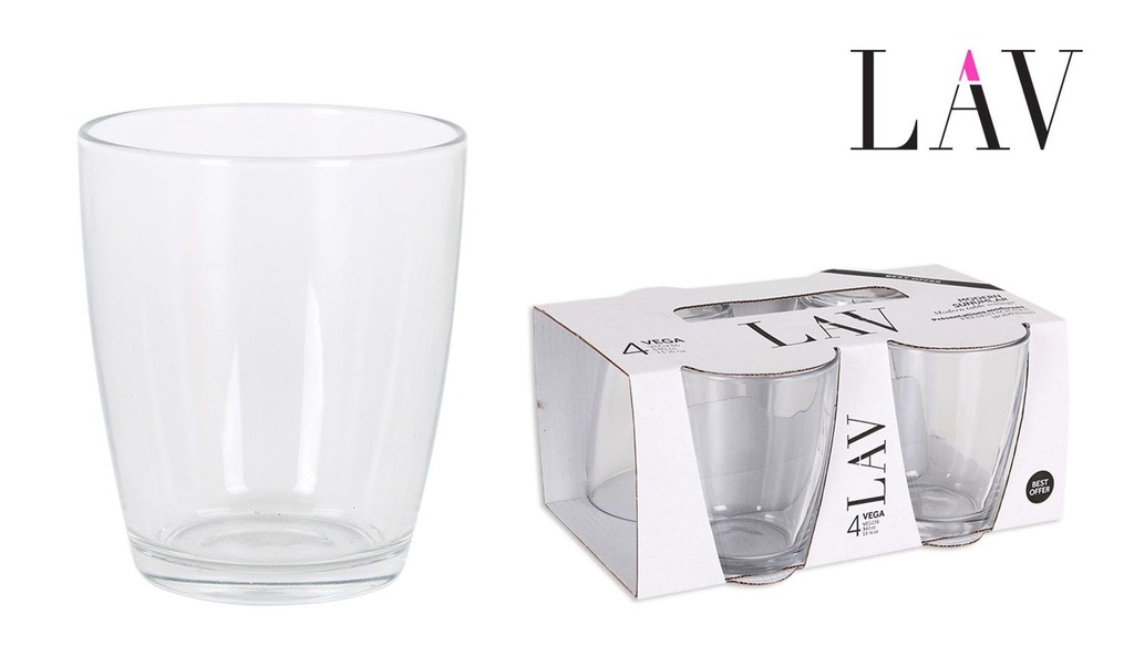 Set de 4 vasos de vidrio Vega 34cl