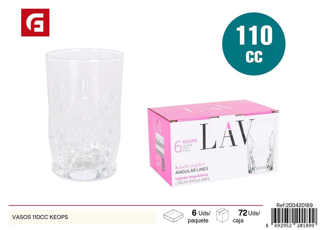 Vasos 110 cc Keops - Artículos de cristal