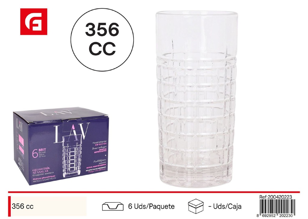 Vasos de vidrio Brit 356cc para bebidas