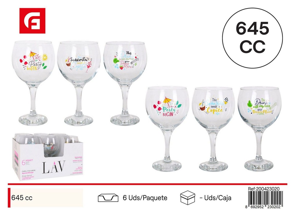Copa de vidrio desechable 645CC - Cristalería y copas