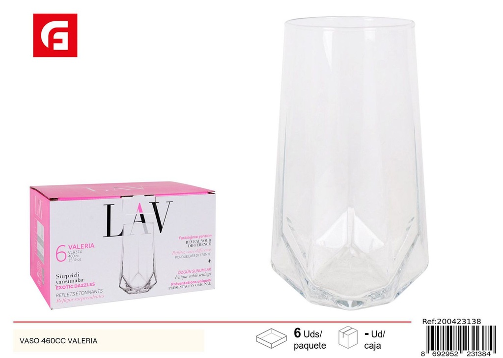 Vaso de 460 cc Valeria - Cristalería y utensilios
