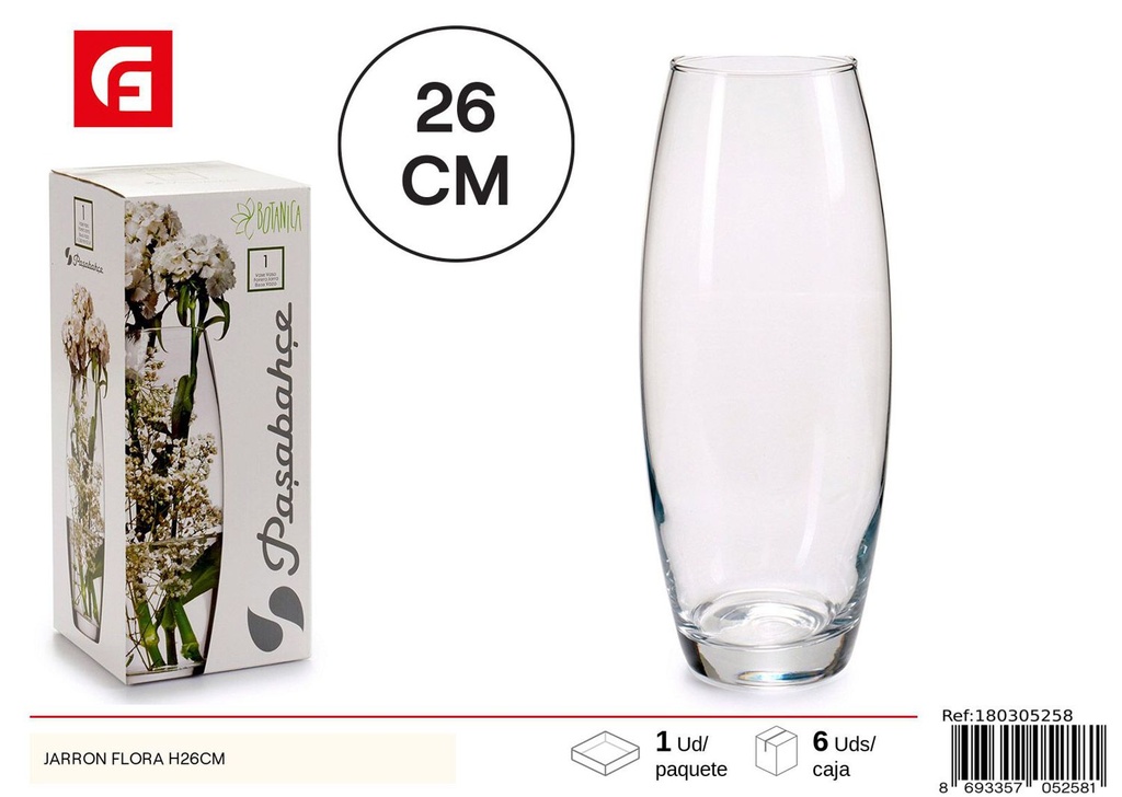 Vase FLORA de vidrio 26 CM 43966 (43968) - Decoración del hogar