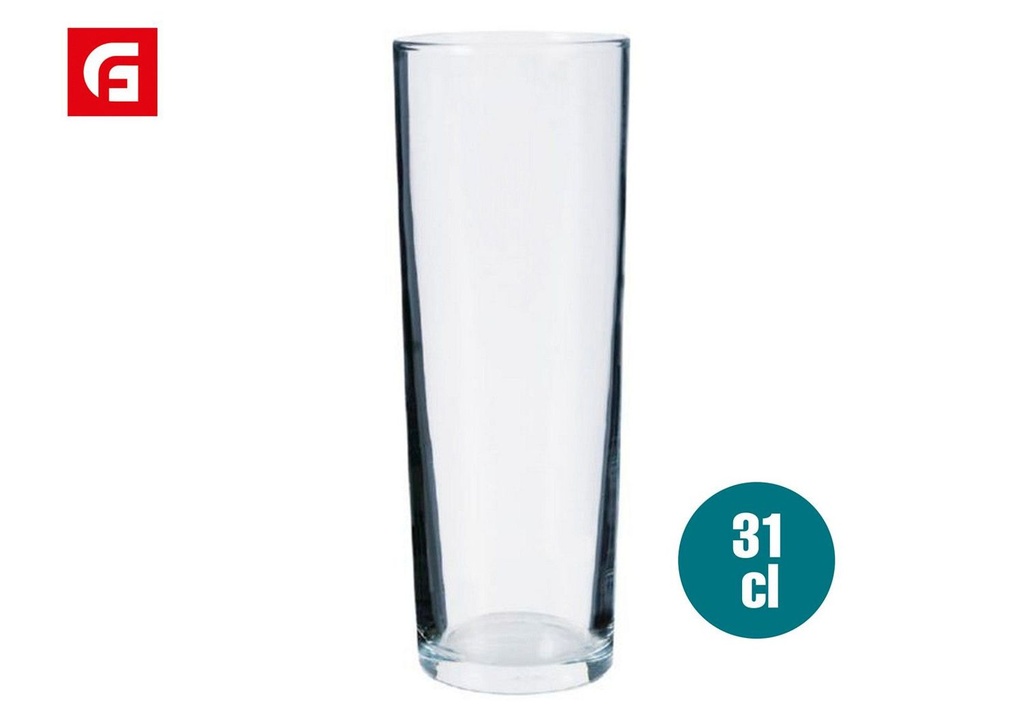 Vaso de vidrio reforzado 31cl tubo para bebidas